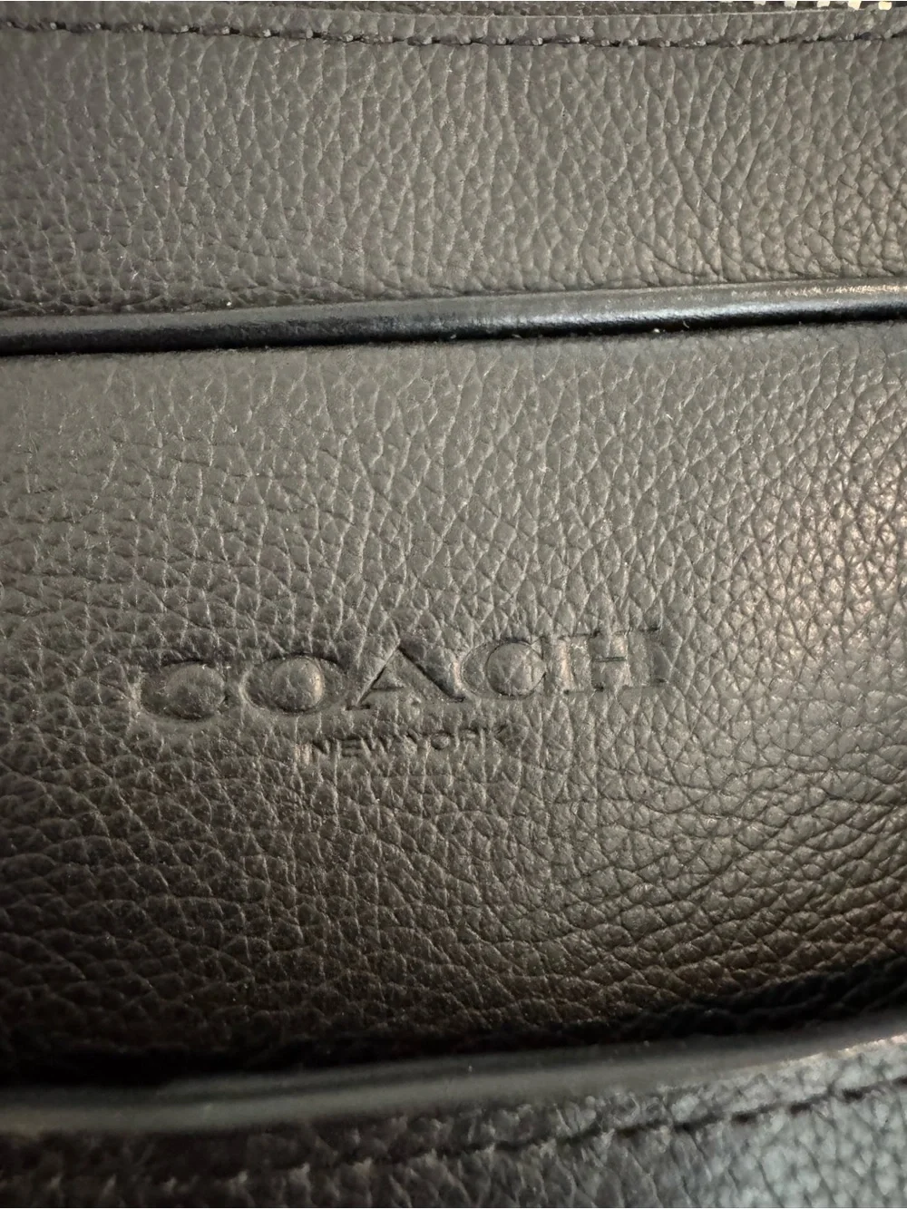 Coach Black Pebbled Leather Briefcase with Adjustable Strap